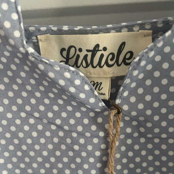 Blue Polka Dot Scallop Trim Cami Top - Picture 4 of 7